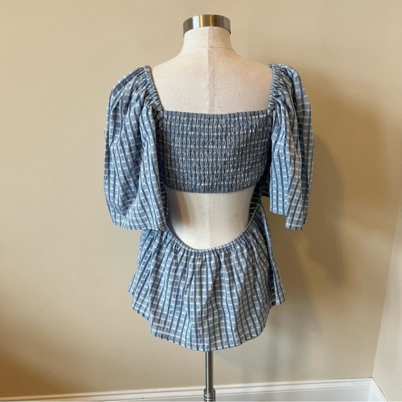 New! Stella Nova Penelope smocked peplum open back top nwt 17499 - Picture 10 of 16